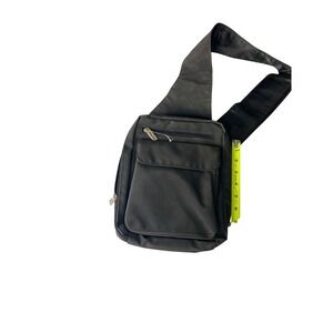 Time Out Black Sling Bag Travel Organizer Crossbody Shoulder Pouch Multi Pocket